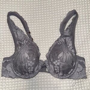 Aerie Lace Floral Gray Bra